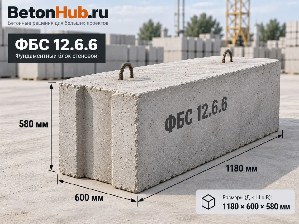 Фундаментный блок ФБС 12.6.6