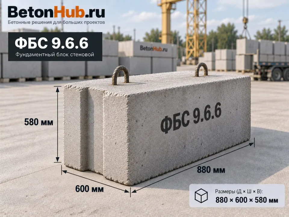 Фундаментный блок ФБС 9.6.6